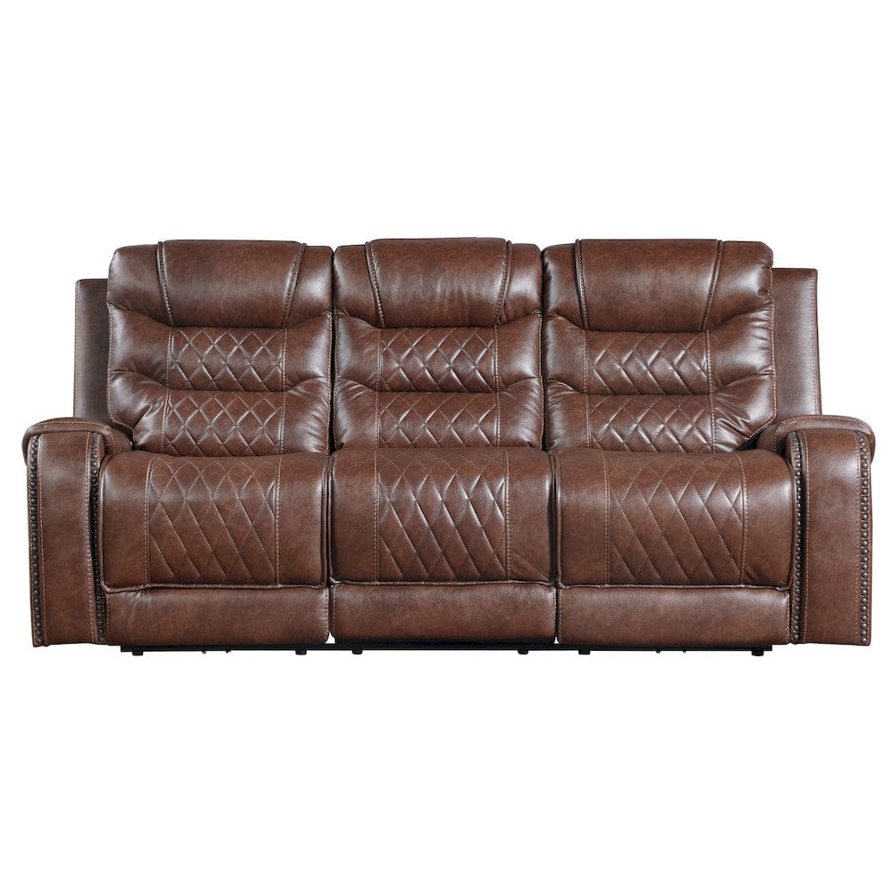 Homelegance  - Putnam Power Double Reclining Sofa W/ Center Drop-Down Cup Holders, Receptacles and USB Ports in Brown - 9405BR-3PW  view 2