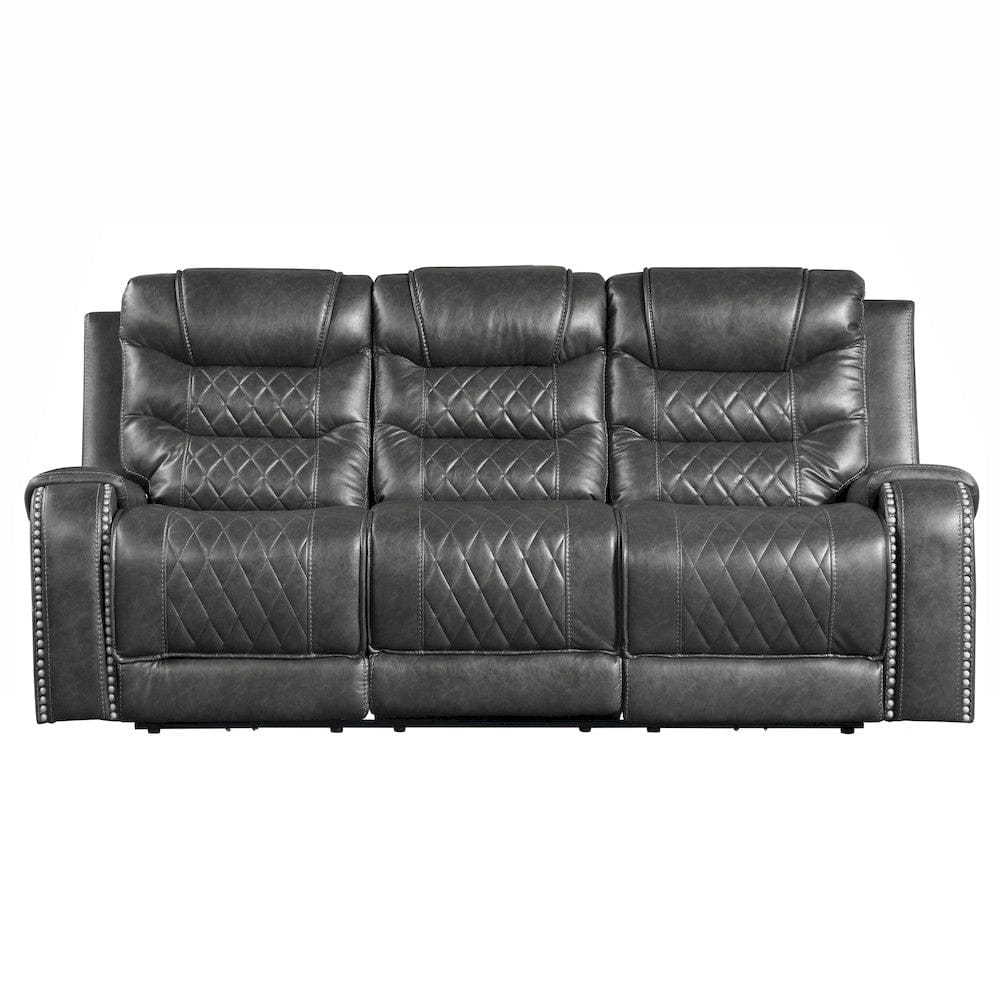 Homelegance  - Putnam Power Double Reclining Sofa W/ Center Drop-Down Cup Holders, Receptacles and USB Ports in Gray - 9405GY-3PW  view 1