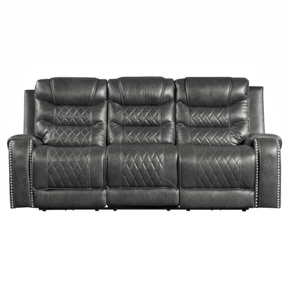 Homelegance  - Putnam Power Double Reclining Sofa W/ Center Drop-Down Cup Holders, Receptacles and USB Ports in Gray - 9405GY-3PW  view 1