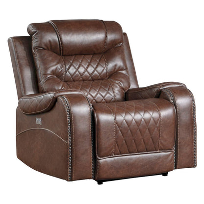 Homelegance  - Putnam Power Reclining Chair in Brown - 9405BR-1PW  view 1