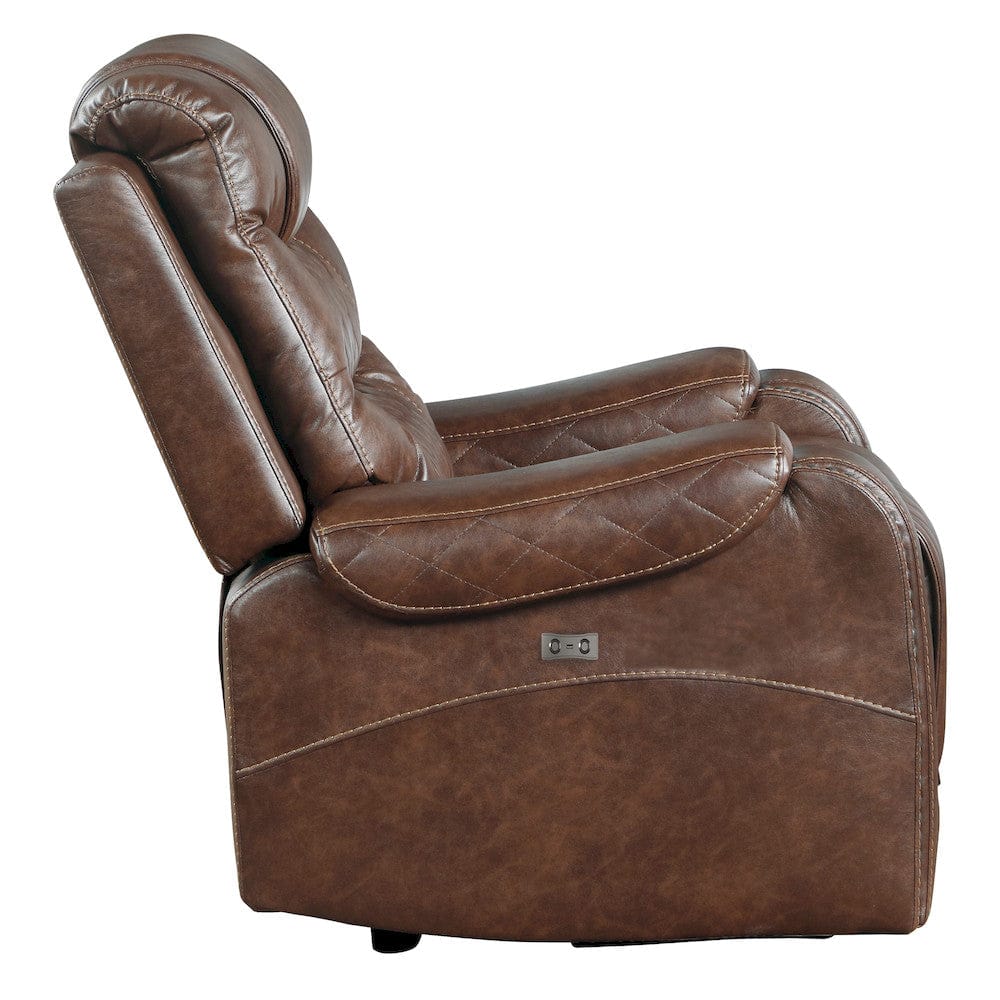 Homelegance  - Putnam Power Reclining Chair in Brown - 9405BR-1PW  view 6