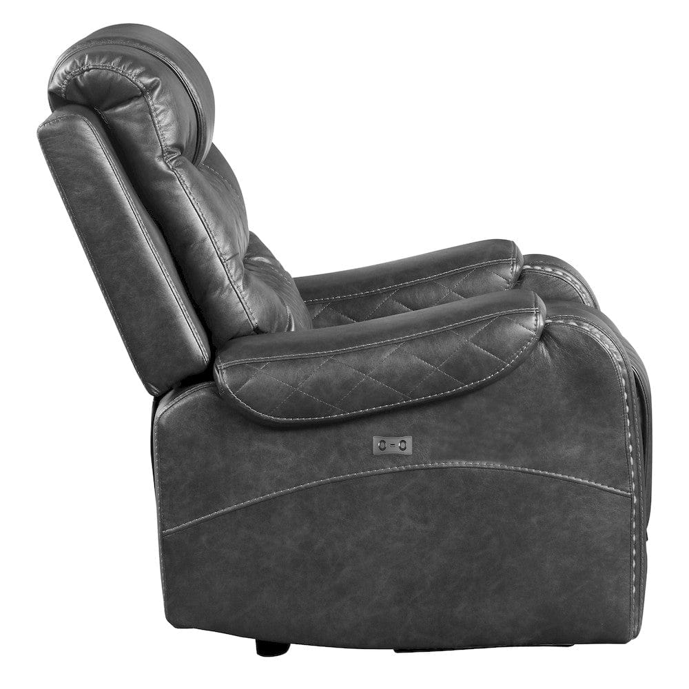Homelegance  - Putnam Power Reclining Chair in Gray - 9405GY-1PW  view 3