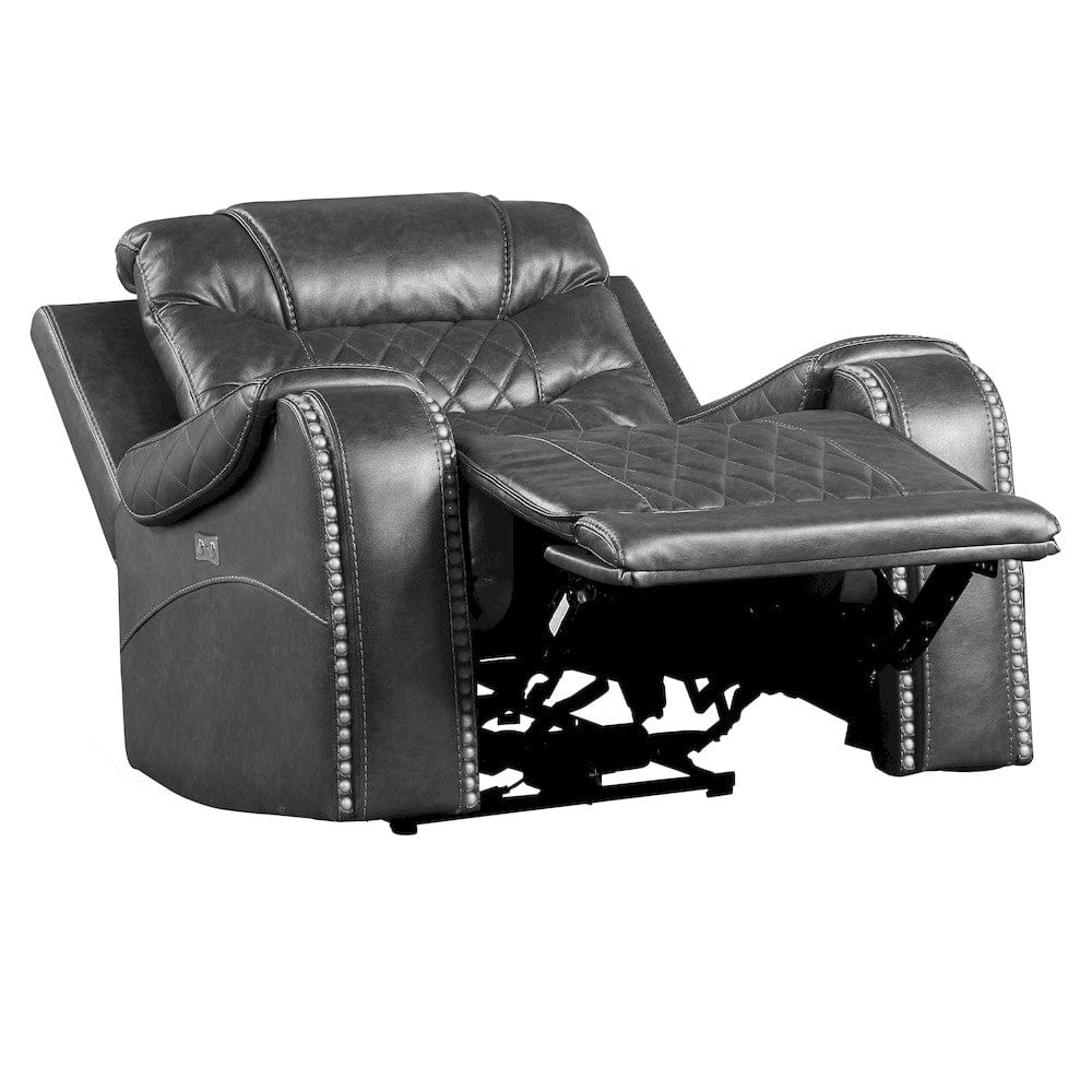 Homelegance  - Putnam Power Reclining Chair in Gray - 9405GY-1PW  view 4