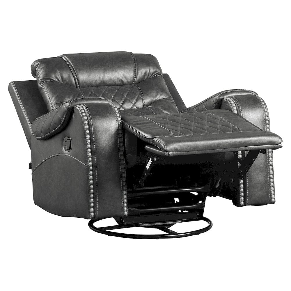 Homelegance  - Putnam Swivel Glider Reclining Chair in Gray - 9405GY-1  view 2