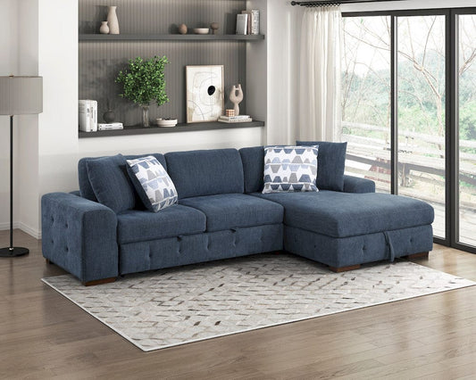 Homelegance  - Raife 2-Piece Sectional W/ Right Chaise in Blue - 9624BUx22LRC  view 2