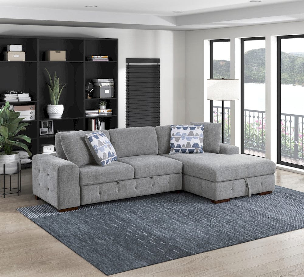 Homelegance  - Raife 2-Piece Sectional W/ Right Chaise in Gray - 9624GYx22LRC  view 2