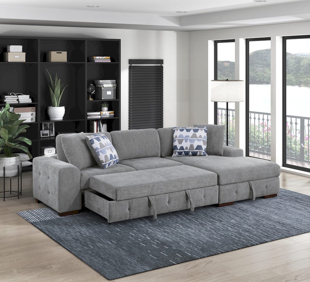 Homelegance  - Raife 2-Piece Sectional W/ Right Chaise in Gray - 9624GYx22LRC  view 11