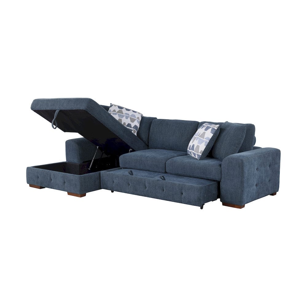 Homelegance  - Raife 3-Piece Sectional W/ Left Chaise and Ottoman in Blue - 9624BUx3LC2R  view 5