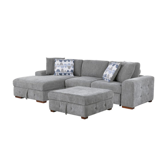 Homelegance  - Raife 3-Piece Sectional W/ Left Chaise and Ottoman in Gray - 9624GYx3LC2R  view 1