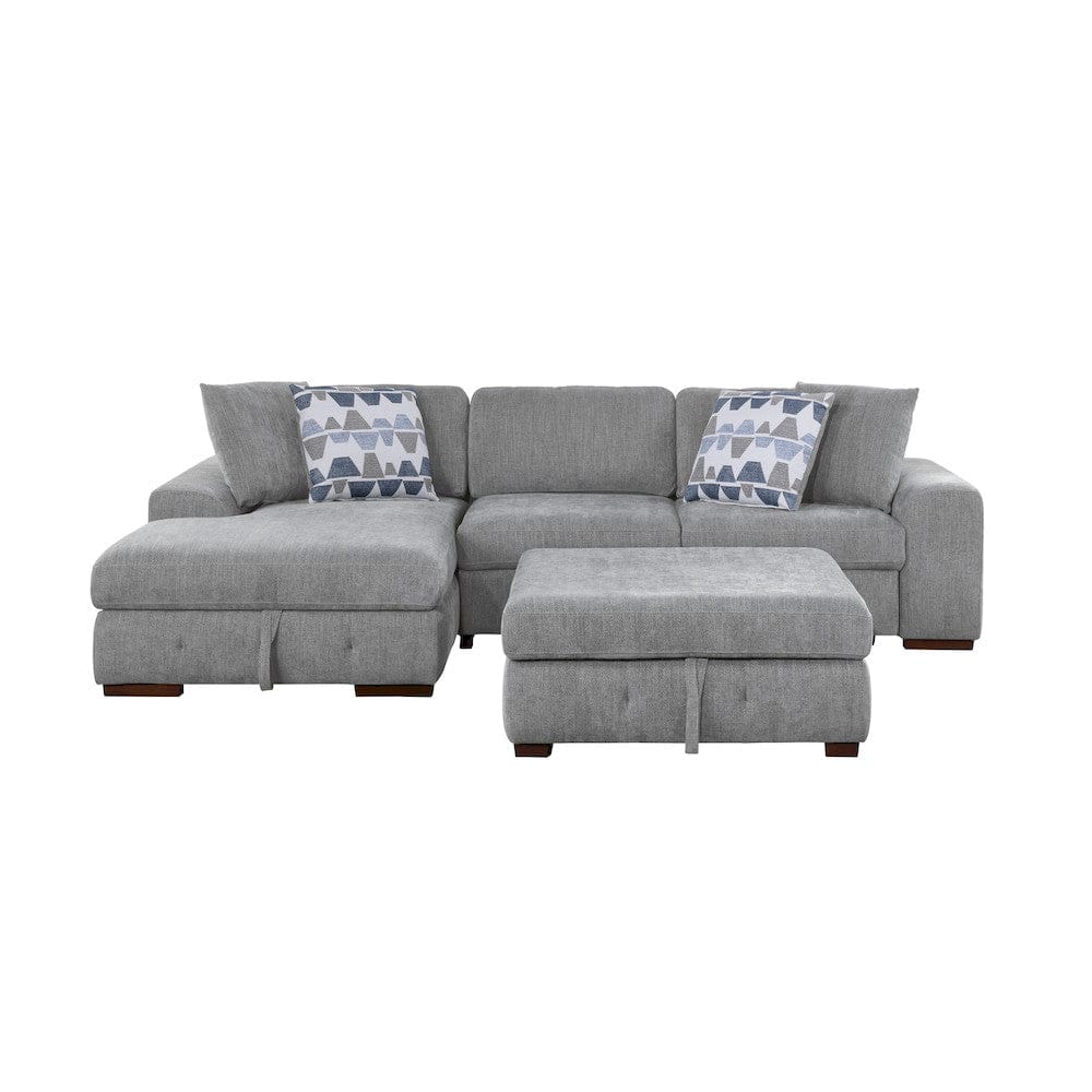 Homelegance  - Raife 3-Piece Sectional W/ Left Chaise and Ottoman in Gray - 9624GYx3LC2R  view 2