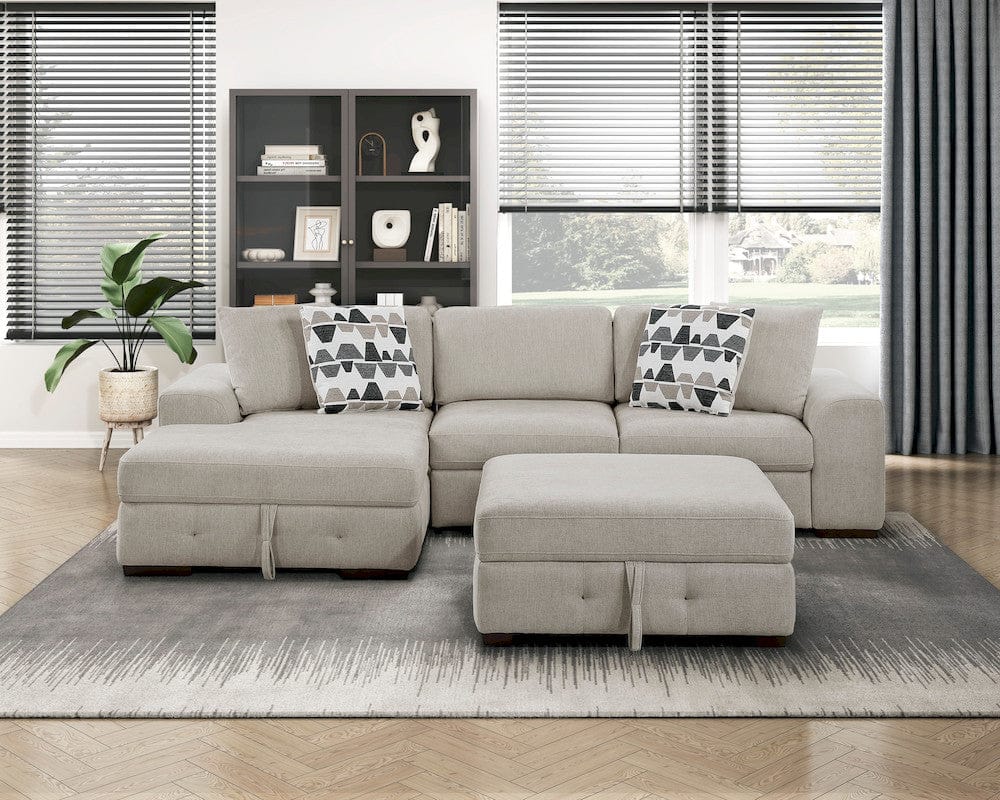 Homelegance  - Raife 3-Piece Sectional W/ Left Chaise and Ottoman in Taupe - 9624TPx3LC2R  view 9