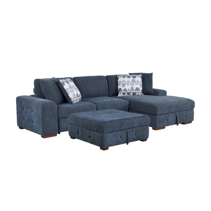 Homelegance  - Raife 3-Piece Sectional W/ Right Chaise and Ottoman in Blue - 9624BUx32LRC  view 1