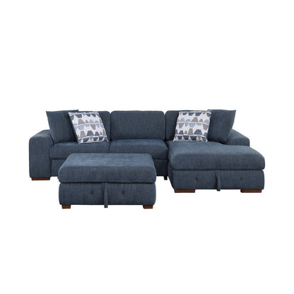 Homelegance  - Raife 3-Piece Sectional W/ Right Chaise and Ottoman in Blue - 9624BUx32LRC  view 5