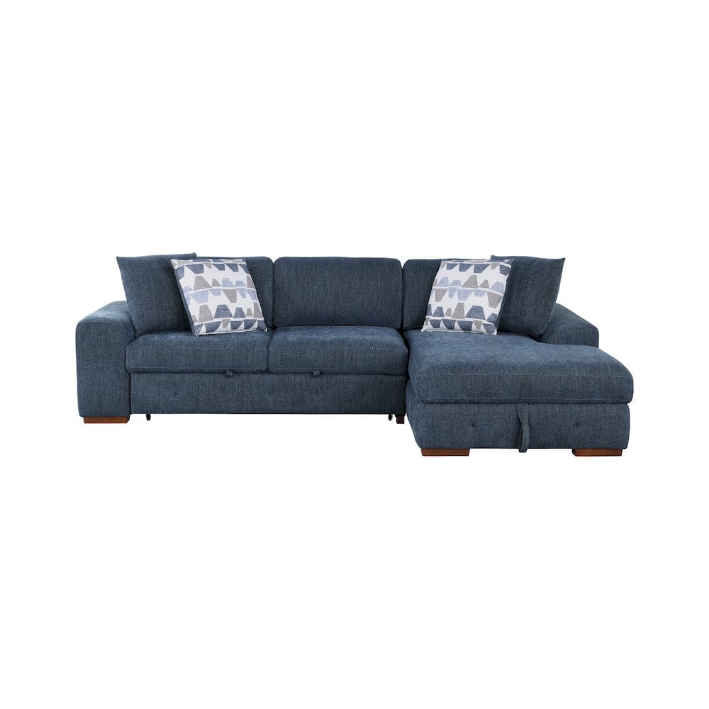 Homelegance  - Raife 3-Piece Sectional W/ Right Chaise and Ottoman in Blue - 9624BUx32LRC  view 6