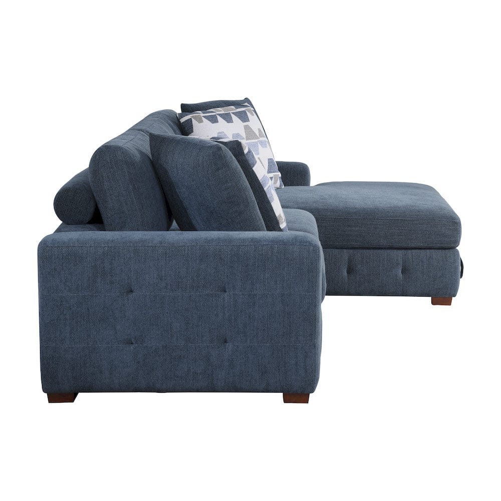 Homelegance  - Raife 3-Piece Sectional W/ Right Chaise and Ottoman in Blue - 9624BUx32LRC  view 8
