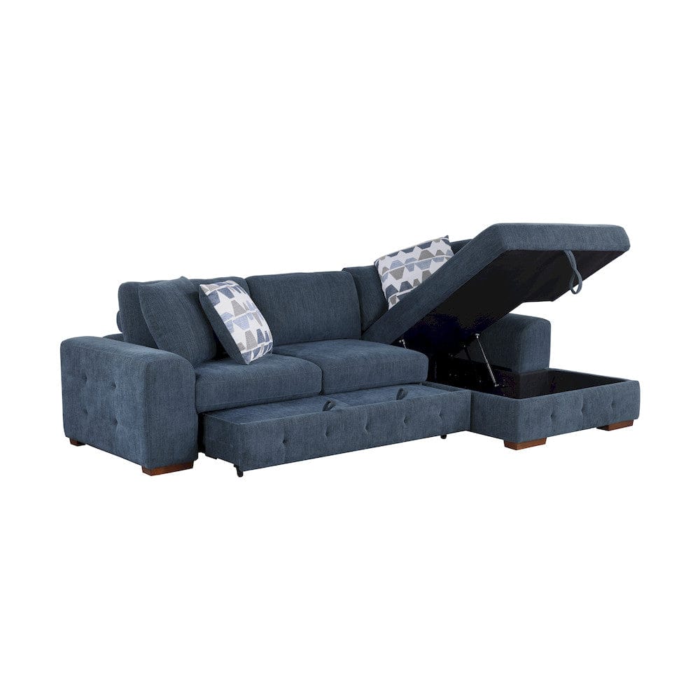 Homelegance  - Raife 3-Piece Sectional W/ Right Chaise and Ottoman in Blue - 9624BUx32LRC  view 11