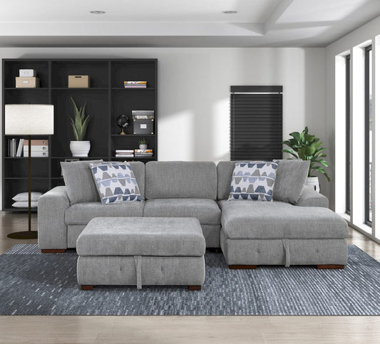 Homelegance  - Raife 3-Piece Sectional W/ Right Chaise and Ottoman in Gray - 9624GYx32LRC  view 2
