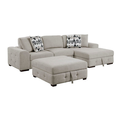 Homelegance  - Raife 3-Piece Sectional W/ Right Chaise and Ottoman in Taupe - 9624TPx32LRC  view 1