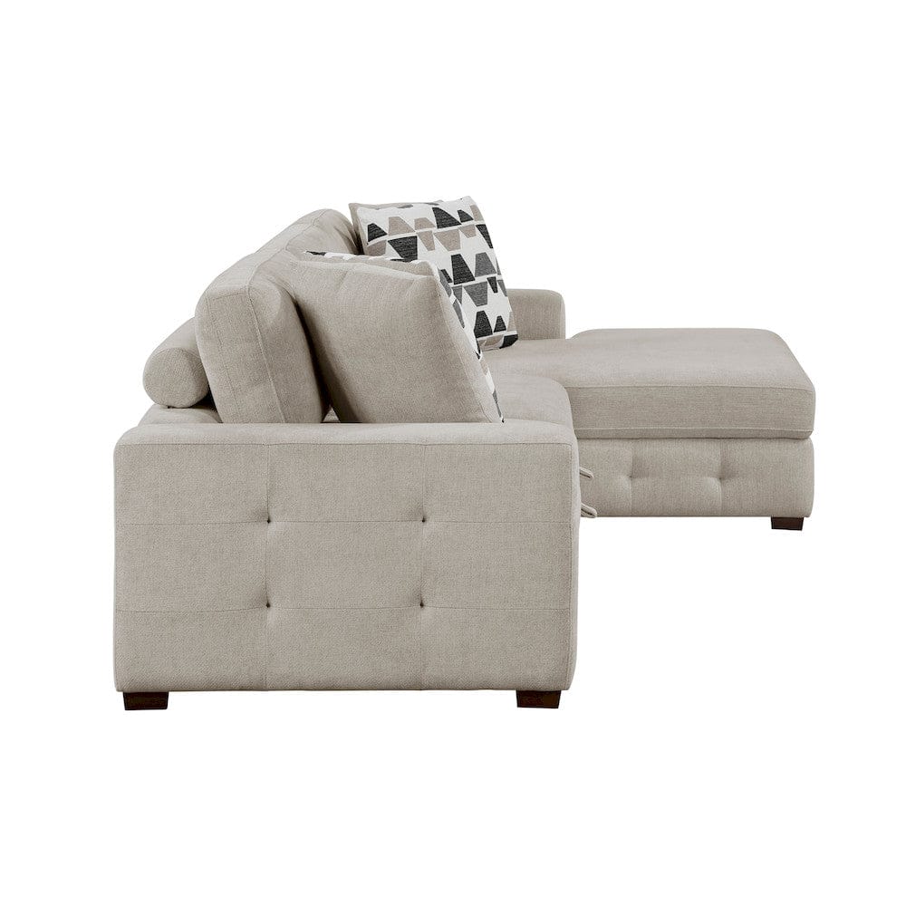Homelegance  - Raife 3-Piece Sectional W/ Right Chaise and Ottoman in Taupe - 9624TPx32LRC  view 5