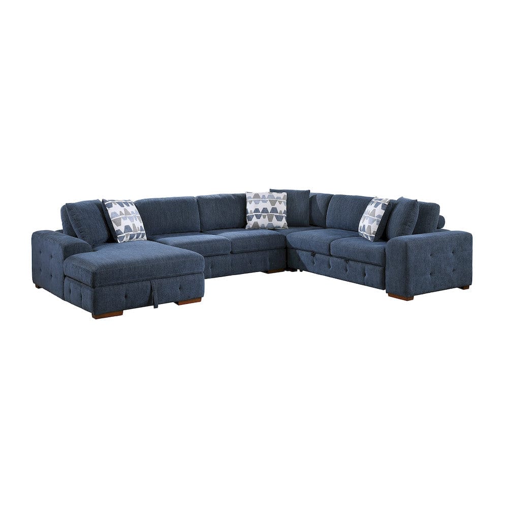 Homelegance  - Raife 4-Piece Sectional W/ Left Chaise in Blue - 9624BUx42RLC  view 1