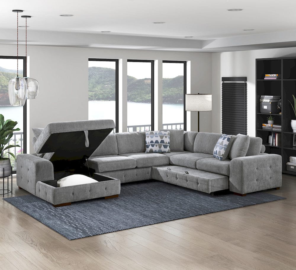 Homelegance  - Raife 4-Piece Sectional W/ Left Chaise in Gray - 9624GYx42RLC  view 7