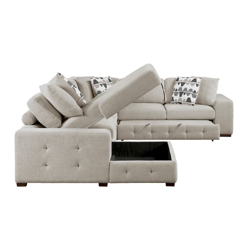 Homelegance  - Raife 4-Piece Sectional W/ Left Chaise in Taupe - 9624TPx42RLC  view 6