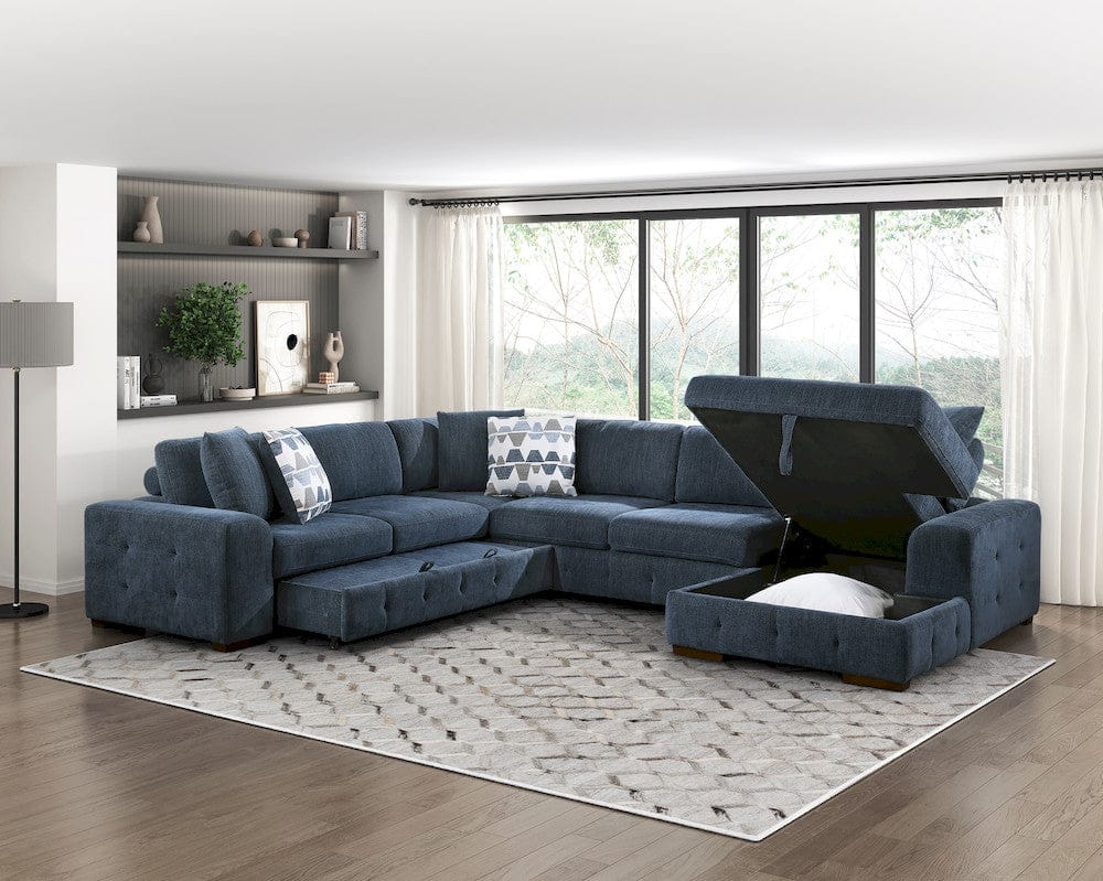 Homelegance  - Raife 4-Piece Sectional W/ Right Chaise in Blue - 9624BUx42LRC  view 8
