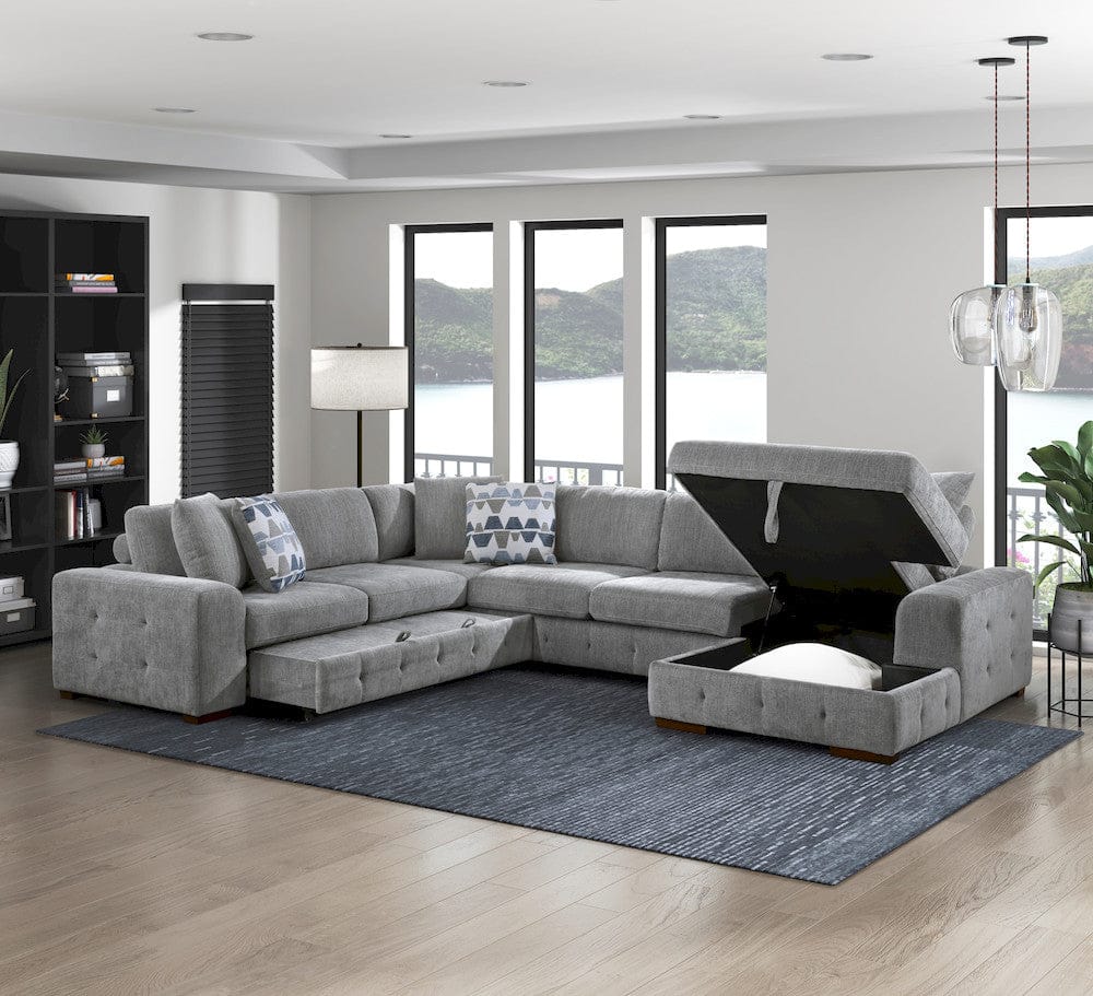 Homelegance  - Raife 4-Piece Sectional W/ Right Chaise in Gray - 9624GYx42LRC  view 9