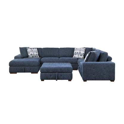 Homelegance  - Raife 5-Piece Sectional W/ Left Chaise and Storage Ottoman in Blue - 9624BUx5LC2R  view 2