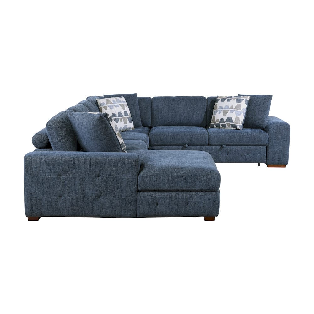 Homelegance  - Raife 5-Piece Sectional W/ Left Chaise and Storage Ottoman in Blue - 9624BUx5LC2R  view 5