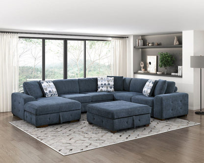 Homelegance  - Raife 5-Piece Sectional W/ Left Chaise and Storage Ottoman in Blue - 9624BUx5LC2R  view 12