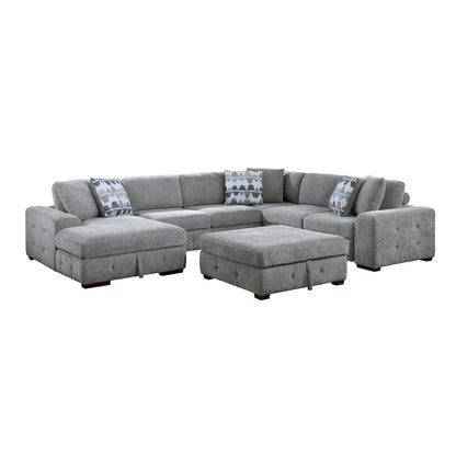 Homelegance  - Raife 5-Piece Sectional W/ Left Chaise and Storage Ottoman in Gray - 9624GYx5LC2R  view 1