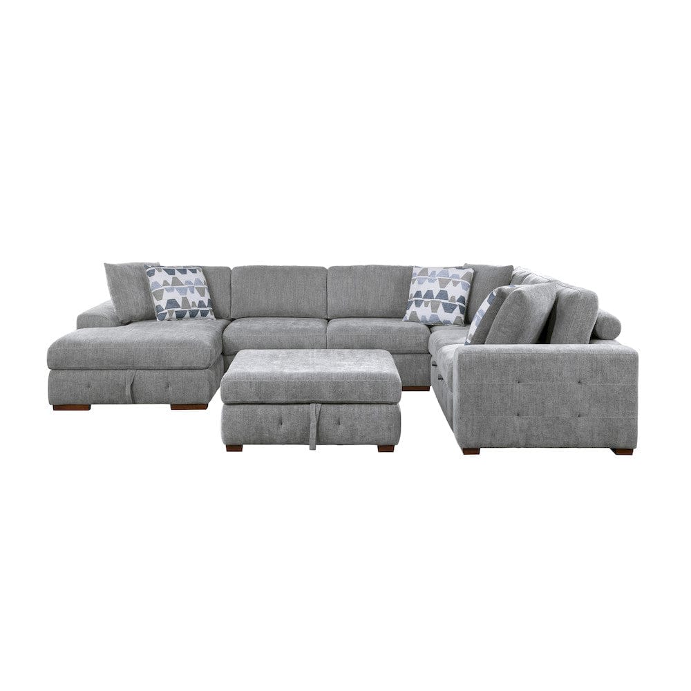 Homelegance  - Raife 5-Piece Sectional W/ Left Chaise and Storage Ottoman in Gray - 9624GYx5LC2R  view 2