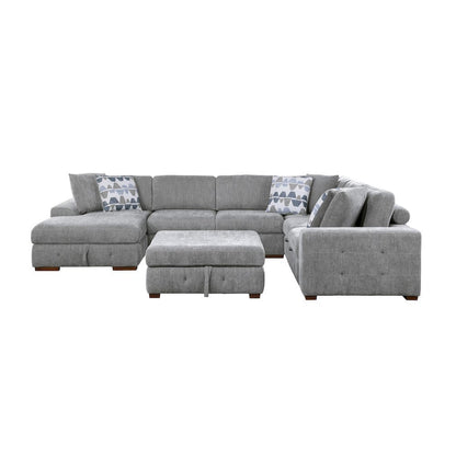 Homelegance  - Raife 5-Piece Sectional W/ Left Chaise and Storage Ottoman in Gray - 9624GYx5LC2R  view 2