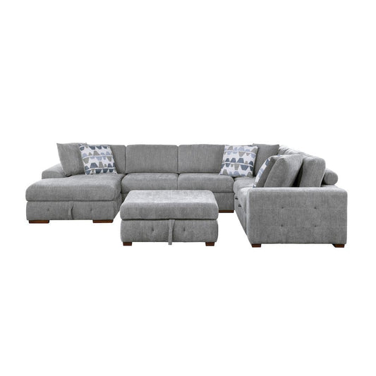 Homelegance  - Raife 5-Piece Sectional W/ Left Chaise and Storage Ottoman in Gray - 9624GYx5LC2R  view 2