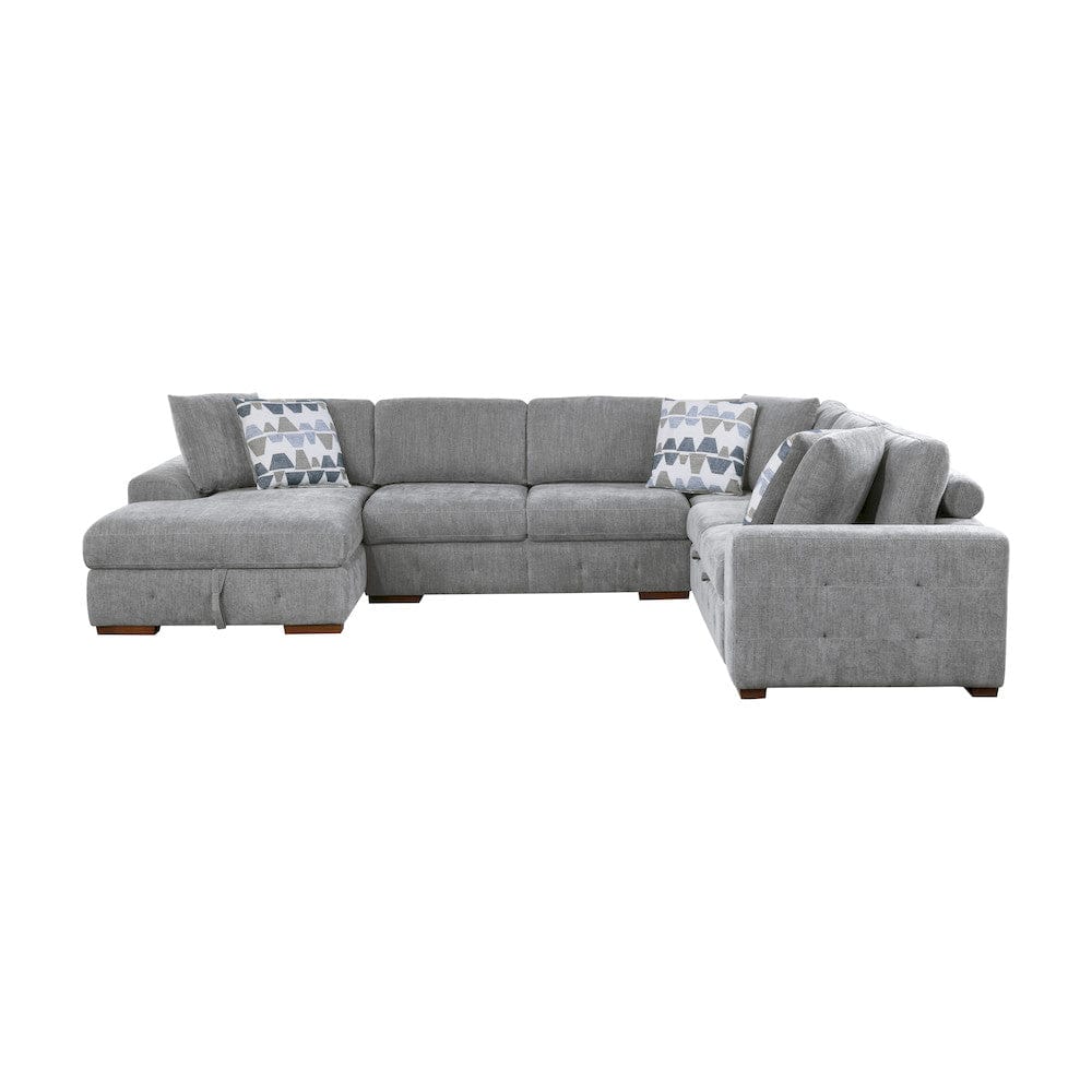 Homelegance  - Raife 5-Piece Sectional W/ Left Chaise and Storage Ottoman in Gray - 9624GYx5LC2R  view 3