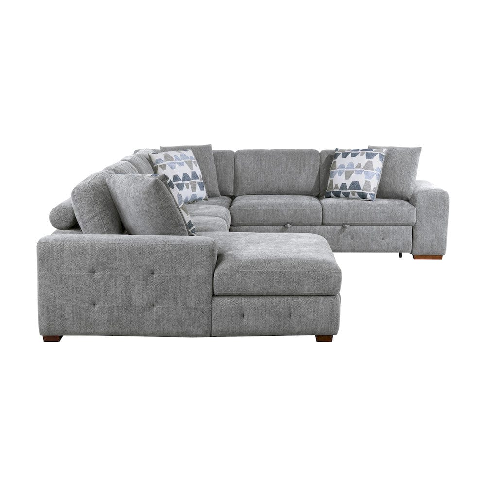 Homelegance  - Raife 5-Piece Sectional W/ Left Chaise and Storage Ottoman in Gray - 9624GYx5LC2R  view 4
