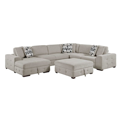 Homelegance  - Raife 5-Piece Sectional W/ Left Chaise and Storage Ottoman in Taupe - 9624TPx5LC2R  view 1