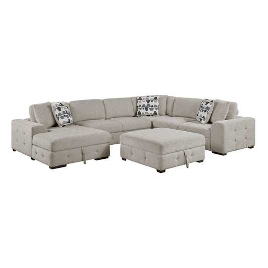 Homelegance  - Raife 5-Piece Sectional W/ Left Chaise and Storage Ottoman in Taupe - 9624TPx5LC2R  view 1