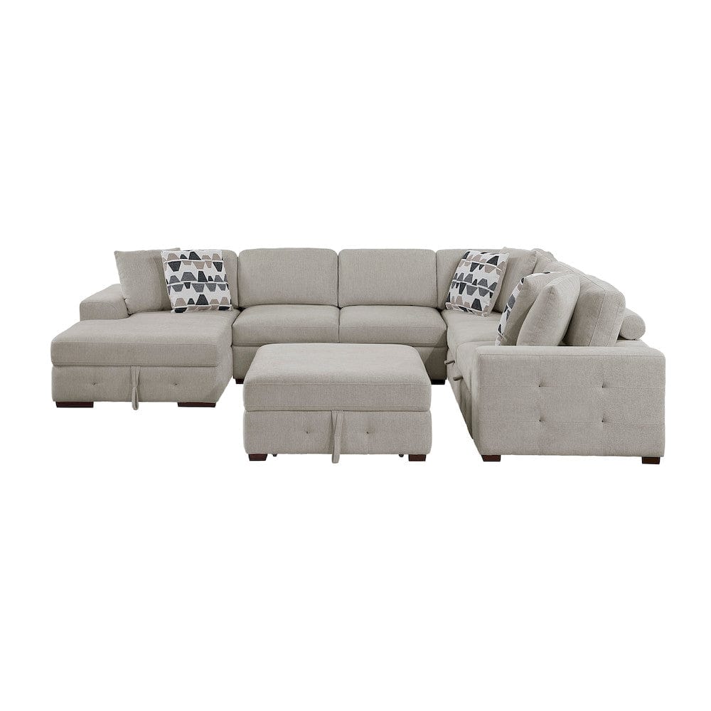 Homelegance  - Raife 5-Piece Sectional W/ Left Chaise and Storage Ottoman in Taupe - 9624TPx5LC2R  view 7