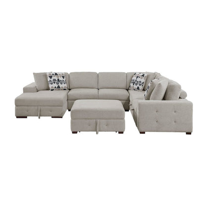 Homelegance  - Raife 5-Piece Sectional W/ Left Chaise and Storage Ottoman in Taupe - 9624TPx5LC2R  view 7