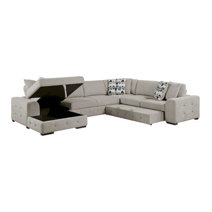 Homelegance  - Raife 5-Piece Sectional W/ Left Chaise and Storage Ottoman in Taupe - 9624TPx5LC2R  view 12