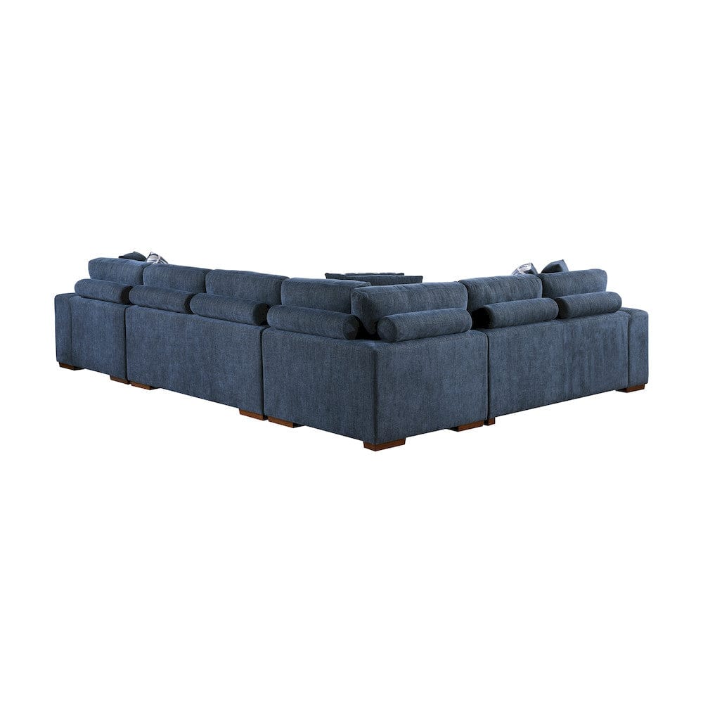Homelegance  - Raife 5-Piece Sectional W/ Right Chaise and Storage Ottoman in Blue - 9624BUx52LRC  view 4