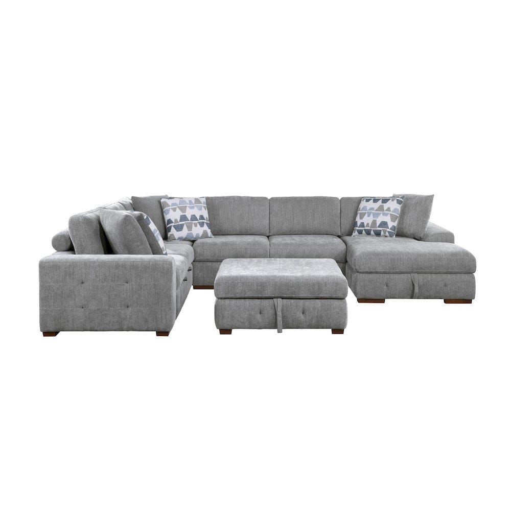 Homelegance  - Raife 5-Piece Sectional W/ Right Chaise and Storage Ottoman in Gray - 9624GYx52LRC  view 1