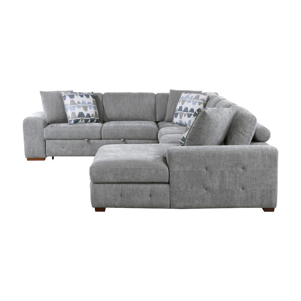 Homelegance  - Raife 5-Piece Sectional W/ Right Chaise and Storage Ottoman in Gray - 9624GYx52LRC  view 3