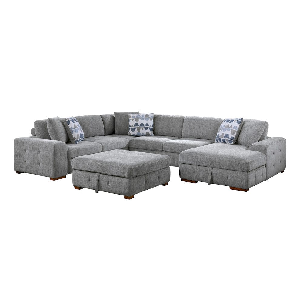 Homelegance  - Raife 5-Piece Sectional W/ Right Chaise and Storage Ottoman in Gray - 9624GYx52LRC  view 10