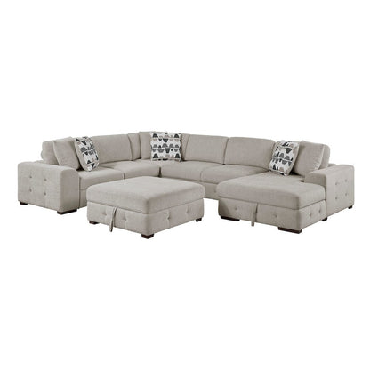 Homelegance  - Raife 5-Piece Sectional W/ Right Chaise and Storage Ottoman in Taupe - 9624TPx52LRC  view 1