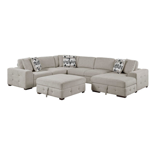 Homelegance  - Raife 5-Piece Sectional W/ Right Chaise and Storage Ottoman in Taupe - 9624TPx52LRC  view 1