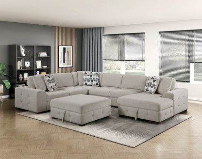 Homelegance  - Raife 5-Piece Sectional W/ Right Chaise and Storage Ottoman in Taupe - 9624TPx52LRC  view 7