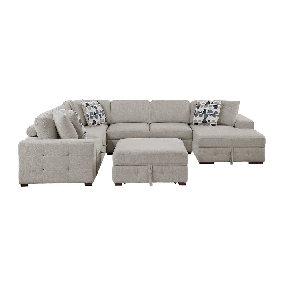 Homelegance  - Raife 5-Piece Sectional W/ Right Chaise and Storage Ottoman in Taupe - 9624TPx52LRC  view 8